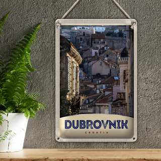Blechschild Reise 20x30cm Blick auf Dubrovnik Kroatien Stadt