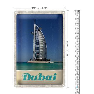Blechschild Reise 20x30cm Dubai Afrika Strand Meer Hochhaus