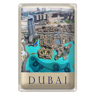 Blechschild Reise 20x30cm Aussicht auf Dubai Hochhaus Meer