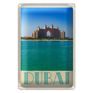 Blechschild Reise 20x30cm Dubai Strand Meer Moschee Sonne