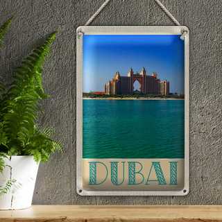 Blechschild Reise 20x30cm Dubai Strand Meer Moschee Sonne