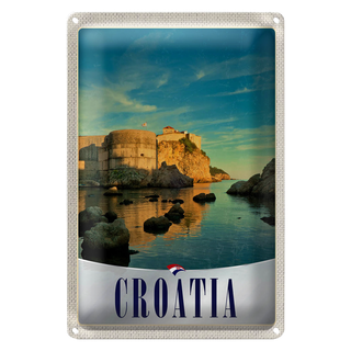 Blechschild Reise 20x30cm Kroatien Burg Strand Meer Europa
