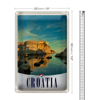 Blechschild Reise 20x30cm Kroatien Burg Strand Meer Europa
