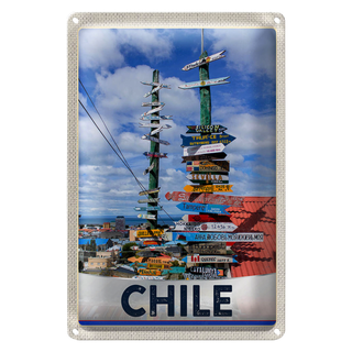 Blechschild Reise 20x30cm Chile Meer Strand Weg
