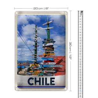 Blechschild Reise 20x30cm Chile Meer Strand Weg