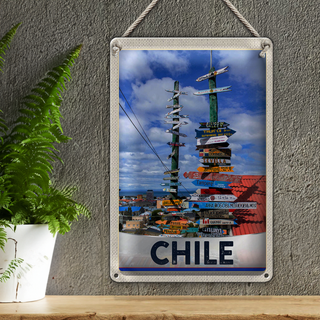 Blechschild Reise 20x30cm Chile Meer Strand Weg