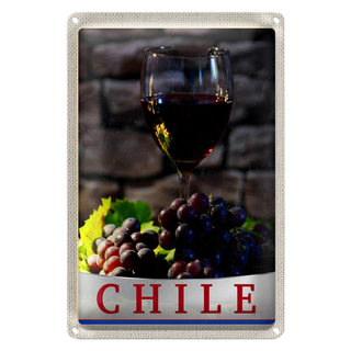 Blechschild Reise 20x30cm Chile Wein Trauben Tradion Urlaub