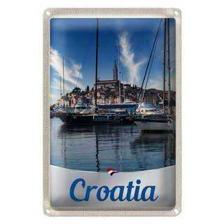 Blechschild Reise 20x30cm Kroatien Yacht Stadt Meer Urlaub