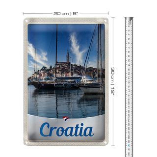 Blechschild Reise 20x30cm Kroatien Yacht Stadt Meer Urlaub