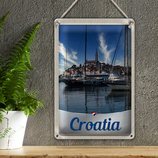 Blechschild Reise 20x30cm Kroatien Yacht Stadt Meer Urlaub