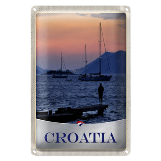 Blechschild Reise 20x30cm Kroatien Yacht Meer Angeln Gebirge