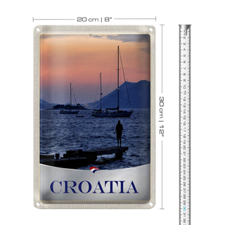 Blechschild Reise 20x30cm Kroatien Yacht Meer Angeln Gebirge