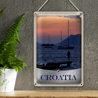 Blechschild Reise 20x30cm Kroatien Yacht Meer Angeln Gebirge