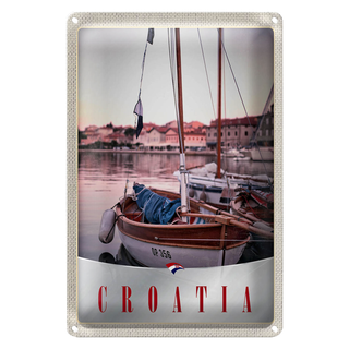 Blechschild Reise 20x30cm Kroatien Boote Stadt Meer Urlaub