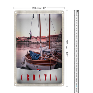 Blechschild Reise 20x30cm Kroatien Boote Stadt Meer Urlaub