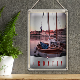 Blechschild Reise 20x30cm Kroatien Boote Stadt Meer Urlaub