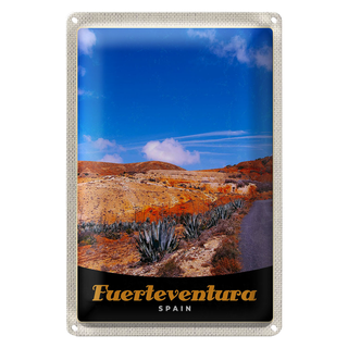 Blechschild Reise 20x30cm Fuerteventura Spanien Wüste Gebirge