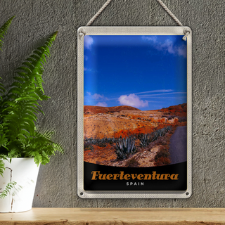 Blechschild Reise 20x30cm Fuerteventura Spanien Wüste Gebirge