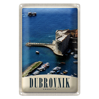 Blechschild Reise 20x30cm Dubrovnik Kroatien Meer Turm