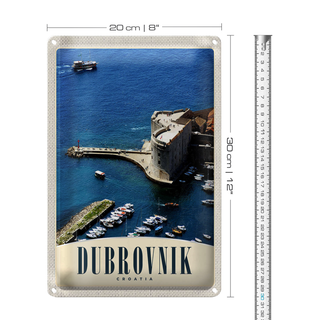 Blechschild Reise 20x30cm Dubrovnik Kroatien Meer Turm