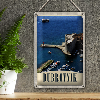 Blechschild Reise 20x30cm Dubrovnik Kroatien Meer Turm