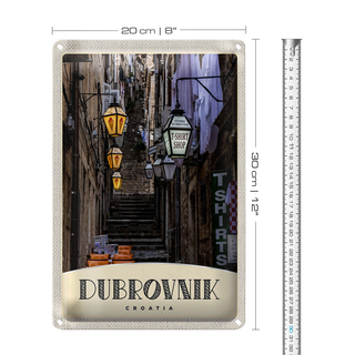 Blechschild Reise 20x30cm  Dubrovnik Kroatien Treppen Dekoration