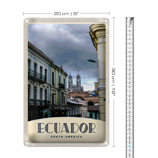 Blechschild Reise 20x30cm Ecuador Süd Amerika Stadt Kirche