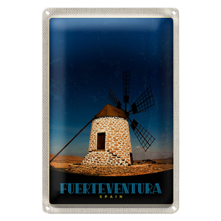 Blechschild Reise 20x30cm Fuerteventura Spanien Windrad