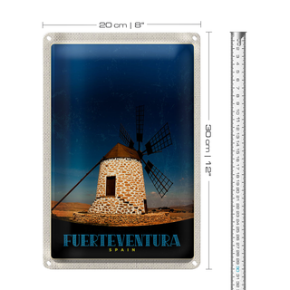Blechschild Reise 20x30cm Fuerteventura Spanien Windrad