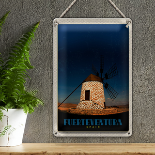Blechschild Reise 20x30cm Fuerteventura Spanien Windrad