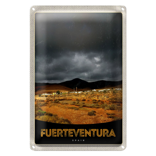 Blechschild Reise 20x30cm Fuerteventura Spanien Wüste Berge