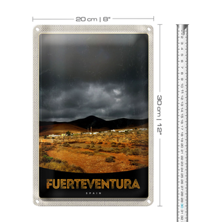 Blechschild Reise 20x30cm Fuerteventura Spanien Wüste Berge