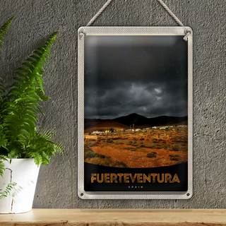 Blechschild Reise 20x30cm Fuerteventura Spanien Wüste Berge