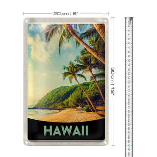 Blechschild Reise 20x30cm Hawai Insel Strand Palmen Sonne