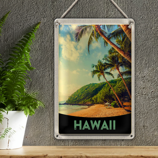 Blechschild Reise 20x30cm Hawai Insel Strand Palmen Sonne