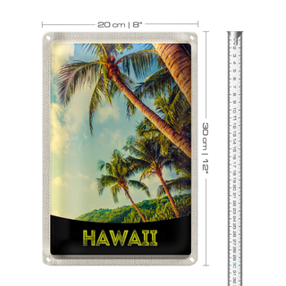 Blechschild Reise 20x30cm Hawai Insel Strand Palmen Meer