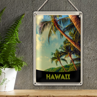 Blechschild Reise 20x30cm Hawai Insel Strand Palmen Meer