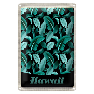 Blechschild Reise 20x30cm Hawai Insel Strand Blätter blau
