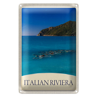 Blechschild Reise 20x30cm Italien Riviera Strand blau Meer