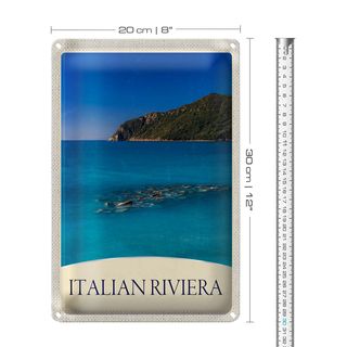 Blechschild Reise 20x30cm Italien Riviera Strand blau Meer