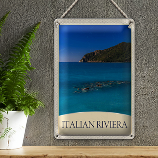 Blechschild Reise 20x30cm Italien Riviera Strand blau Meer