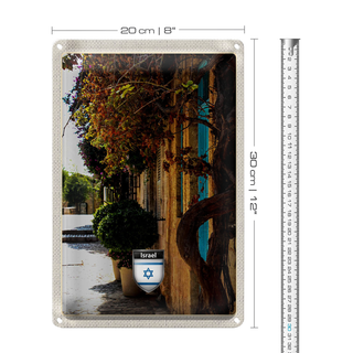Blechschild Reise 20x30cm Israel Stadt Pflanzen Urlaub