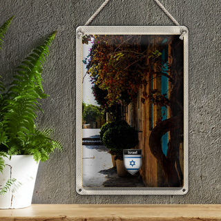 Blechschild Reise 20x30cm Israel Stadt Pflanzen Urlaub