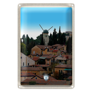 Blechschild Reise 20x30cm Israel Stadt Windmühle Natur