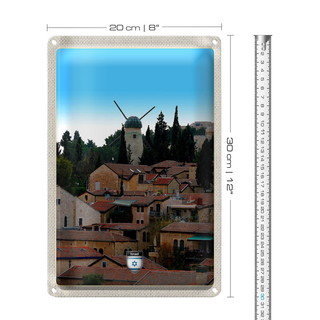 Blechschild Reise 20x30cm Israel Stadt Windmühle Natur