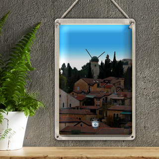 Blechschild Reise 20x30cm Israel Stadt Windmühle Natur