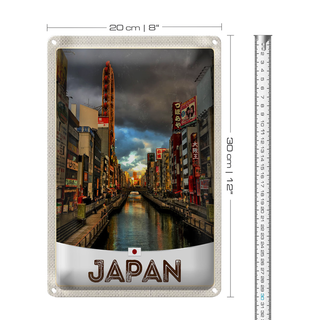 Blechschild Reise 20x30cm Japan Asien Fluss Stadt Urlaub