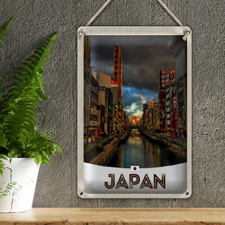 Blechschild Reise 20x30cm Japan Asien Fluss Stadt Urlaub