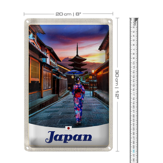 Blechschild Reise 20x30cm Japan Asien Japanerin Tradition