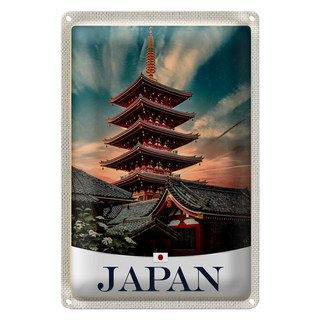 Blechschild Reise 20x30cm Japan Asien traditionelles Gebäude